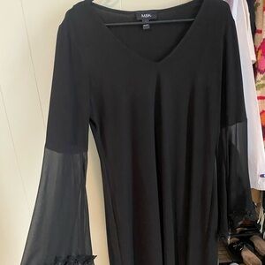 MSK Black Dress with Sheer Sleeves